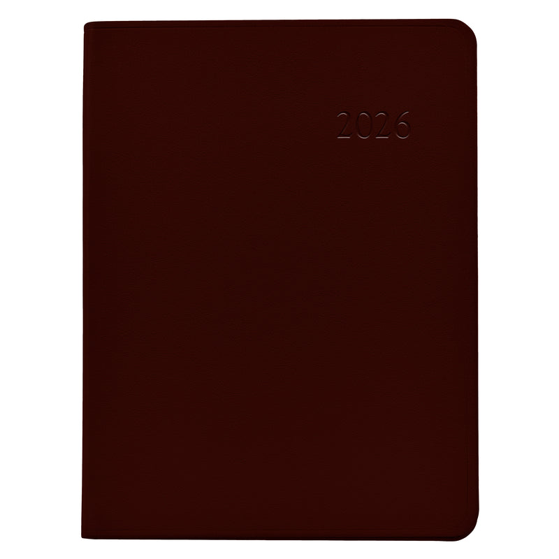 2026 Desk Diary Bordeaux Traditional Leather