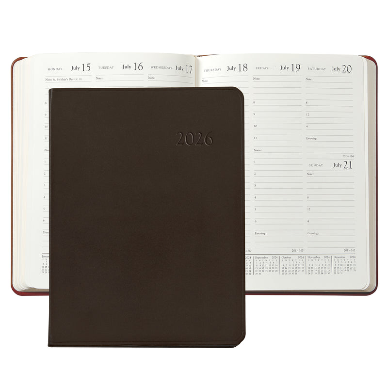 2026 Desk Diary Brown Traditional Leather
