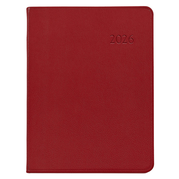 2026 Desk Diary Red Traditional Leather