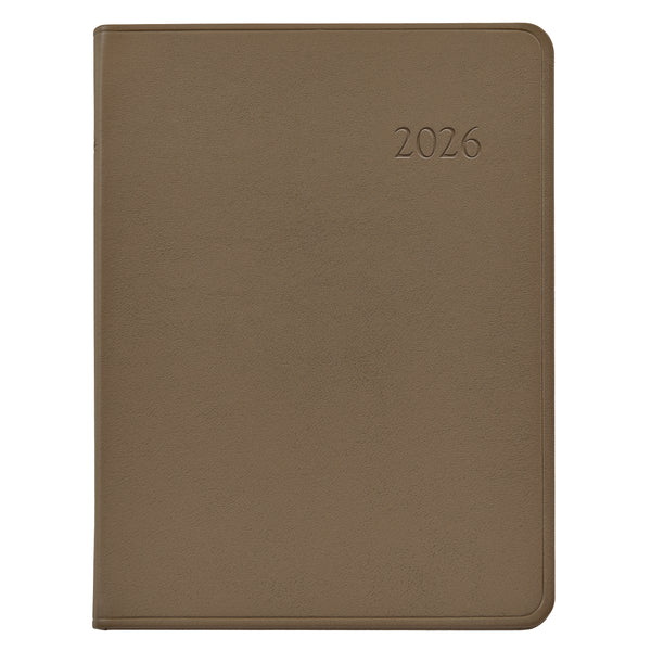 2026 Desk Diary Taupe Traditional Leather