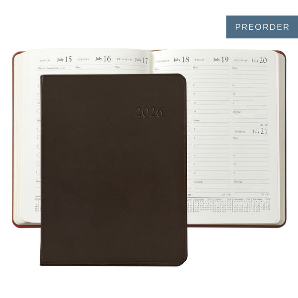 2026 Desk Diary Brown Traditional Leather