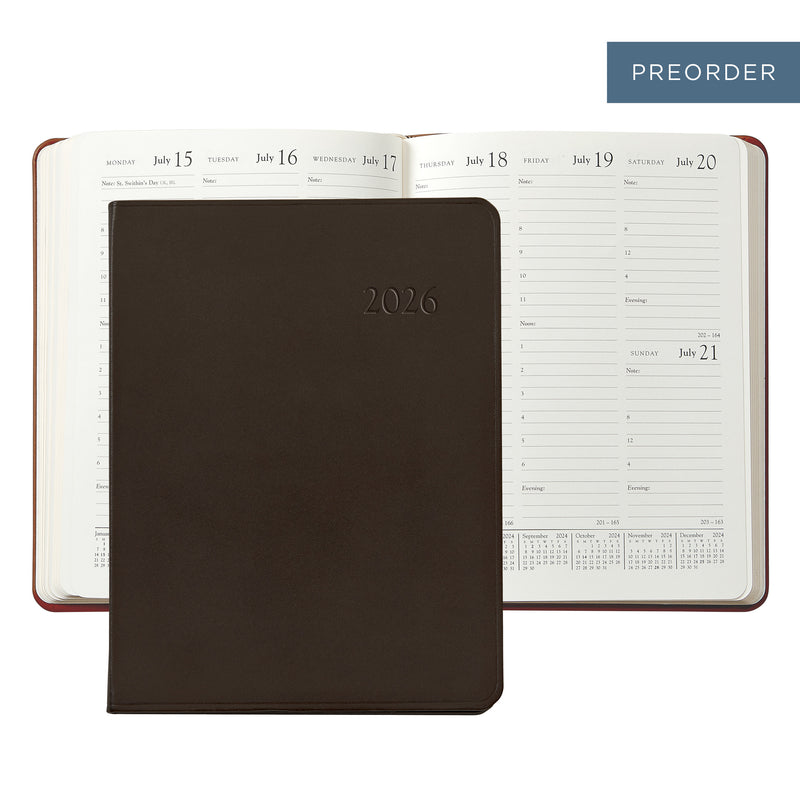 2026 Desk Diary Brown Traditional Leather