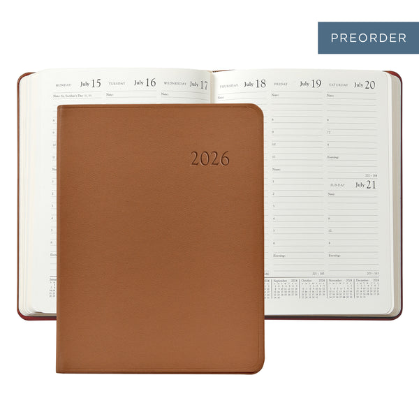 2026 Desk Diary British Tan Traditional Leather