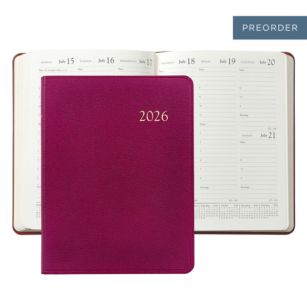 2026 Desk Diary Azalea Pink Goatskin Leather