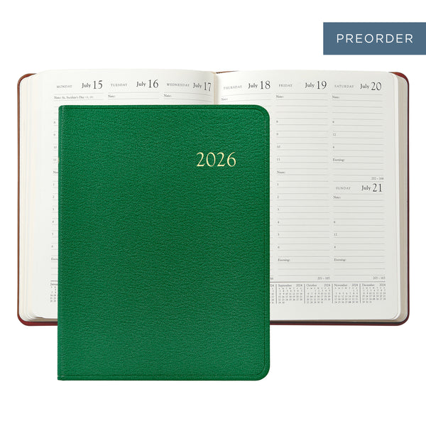 2026 Desk Diary Kelly Green Goatskin Leather