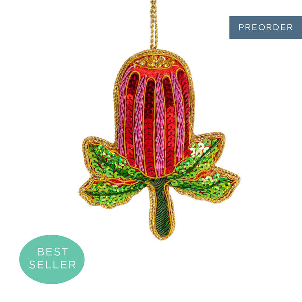 BANKSIA BEAUTY SEQUIN CHRISTMAS TREE DECORATION