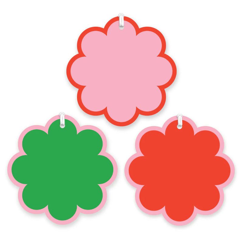 Flower Pop Gift tags Red, Pink & green - Set of 6