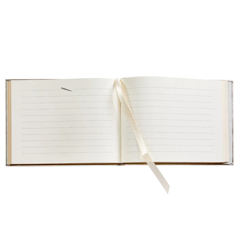 Guest Book White Gold Metallic Leather