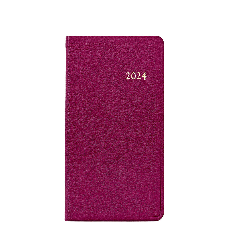 2024 Pocket Diary Azalea Pink Goatkskin Leather