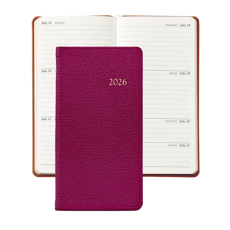 2026 Pocket Diary Azalea Pink Goatskin Leather