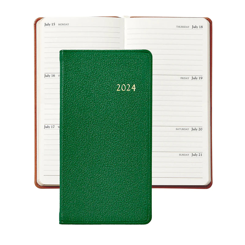 2024 Pocket Diary Kelly Green Goatkskin Leather