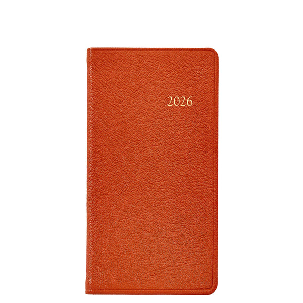 2026 Pocket Diary Orange Goatskin Leather