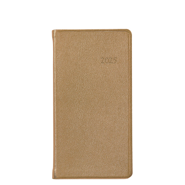 2025 Pocket Diary White Gold Goatskin Leather