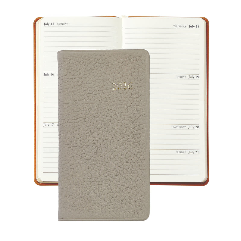2026 Pocket Diary Beechwood Pebble Leather