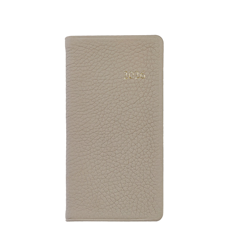 2026 Pocket Diary Beechwood Pebble Leather