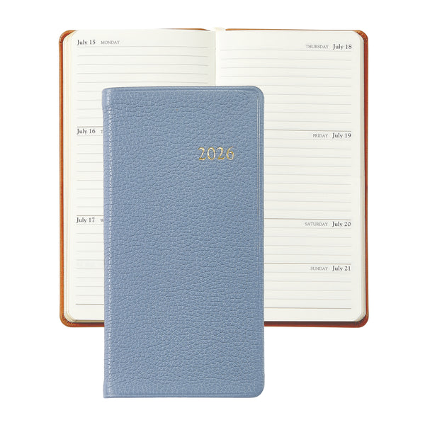 2026 Pocket Diary Slate Blue Pebble Leather