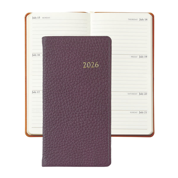 2026 Pocket Diary Wine Pebble Leather