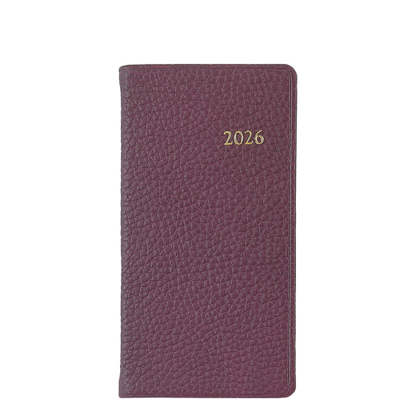 2026 Pocket Diary Wine Pebble Leather