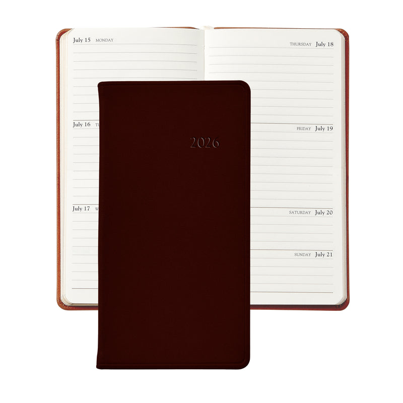2026 Pocket Diary Bordeaux Traditional Leather