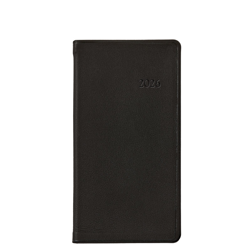 2026 Pocket Diary Black Traditional Leather