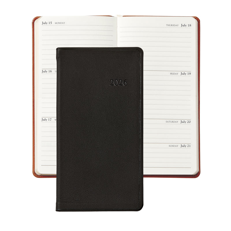 2026 Pocket Diary Black Traditional Leather