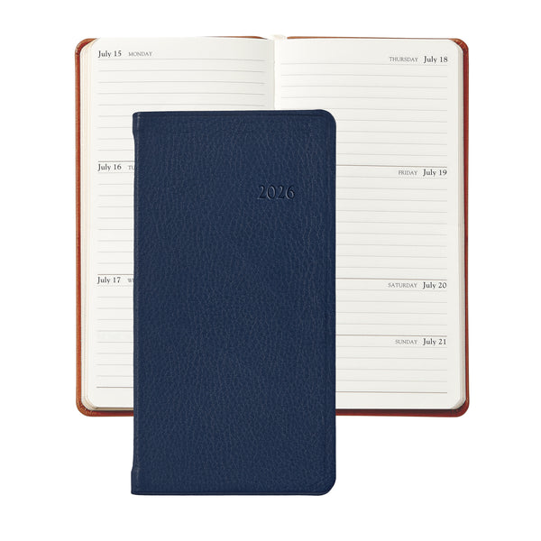 2026 Pocket Diary Navy Blue Traditional Leather