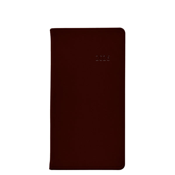 2026 Pocket Diary Bordeaux Traditional Leather