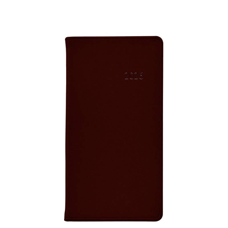 2026 Pocket Diary Bordeaux Traditional Leather
