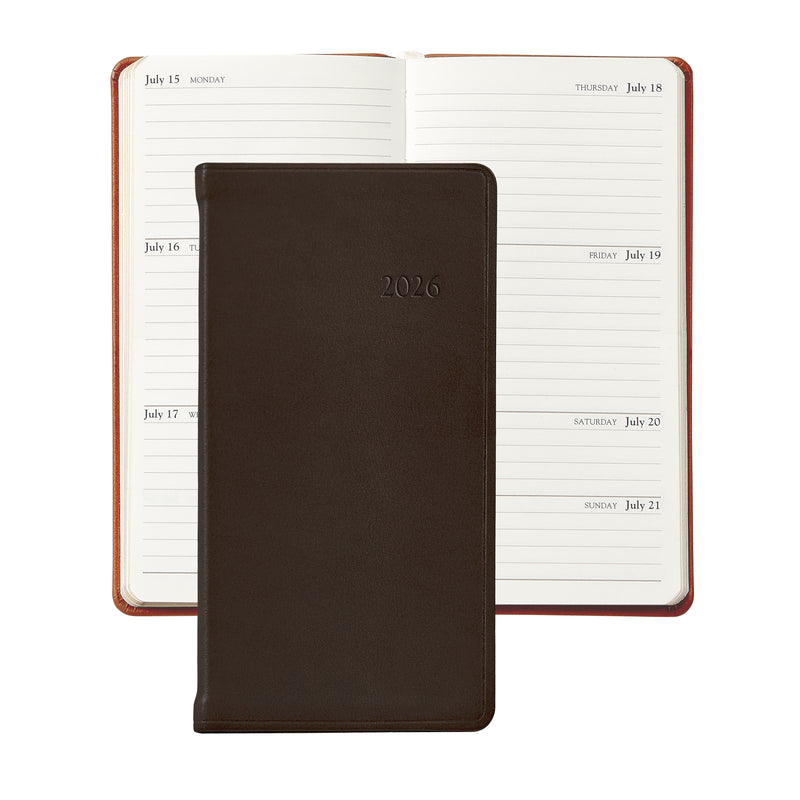 2026 Pocket Diary Brown Traditional Leather