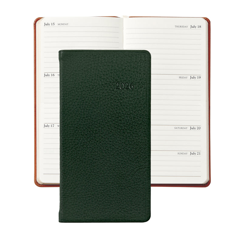 2026 Pocket Diary Green Traditional Leather
