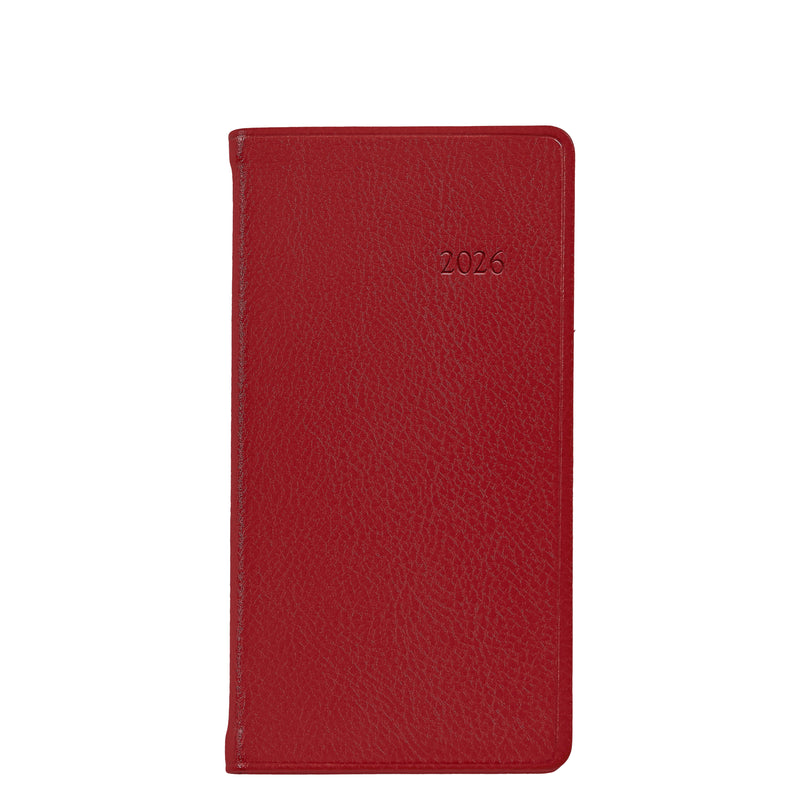 2026 Pocket Diary Red Traditional Leather