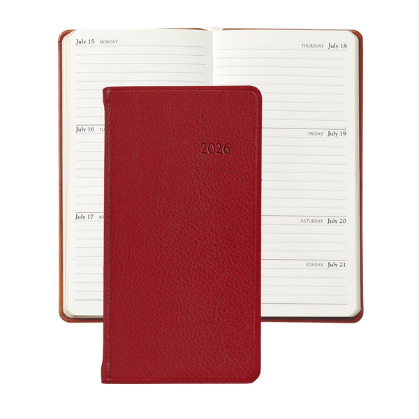 2026 Pocket Diary Red Traditional Leather