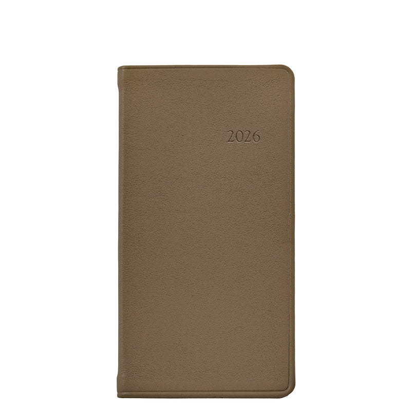 2026 Pocket Diary Taupe Traditional Leather