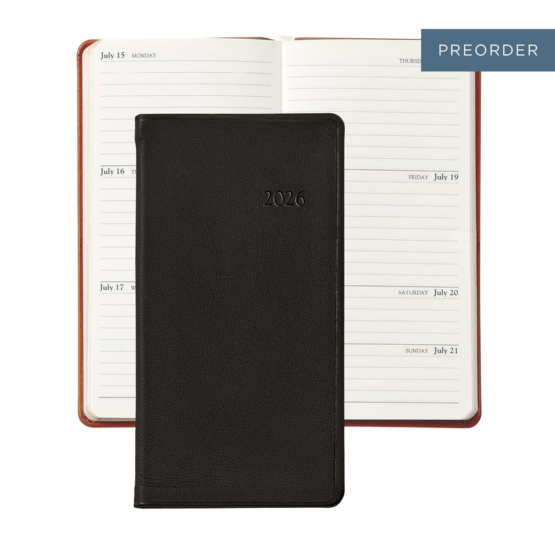 2026 Pocket Diary Black Traditional Leather