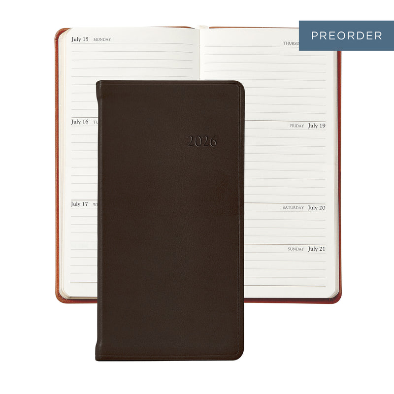 2026 Pocket Diary Brown Traditional Leather