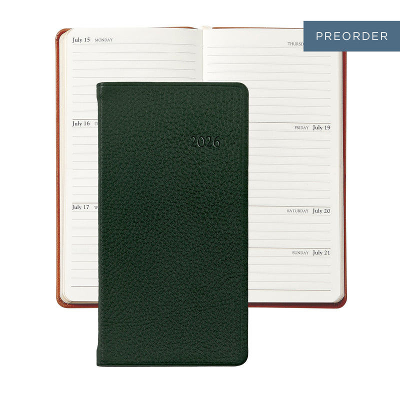 2026 Pocket Diary Green Traditional Leather