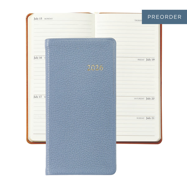2026 Pocket Diary Slate Blue Pebble Leather