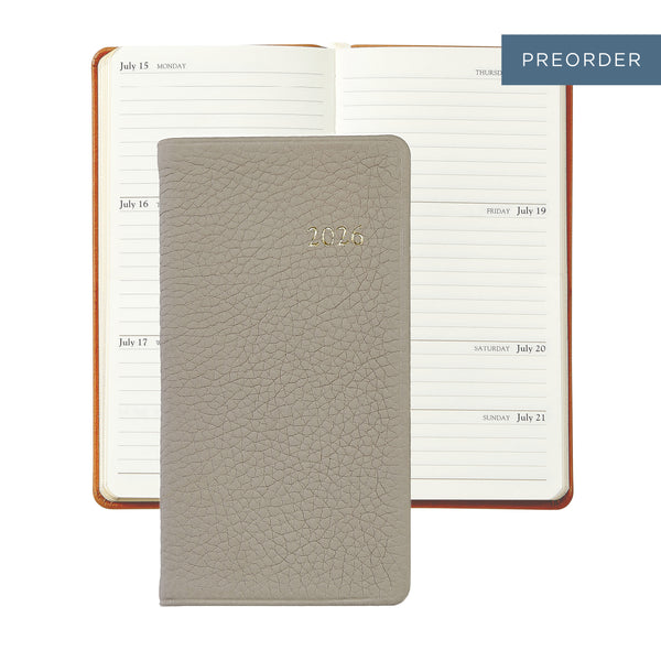 2026 Pocket Diary Beechwood Pebble Leather