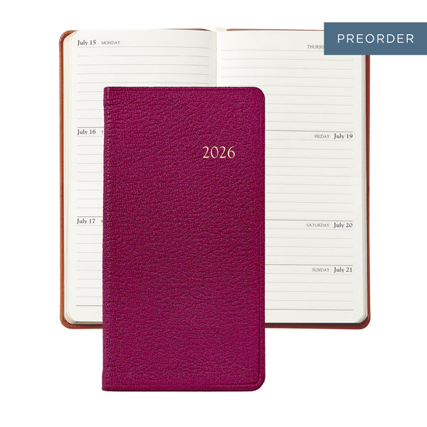 2026 Pocket Diary Azalea Pink Goatskin Leather