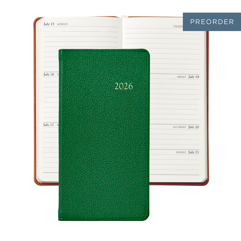 2026 Pocket Diary Kelly Green Goatskin Leather