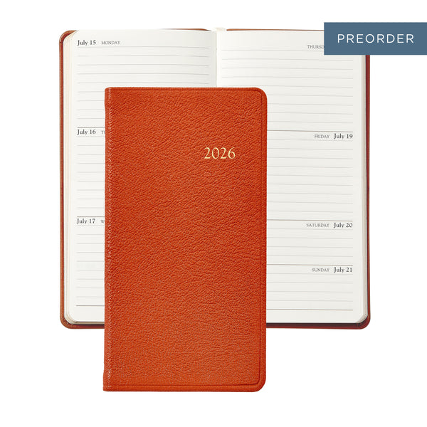 2026 Pocket Diary Orange Goatskin Leather
