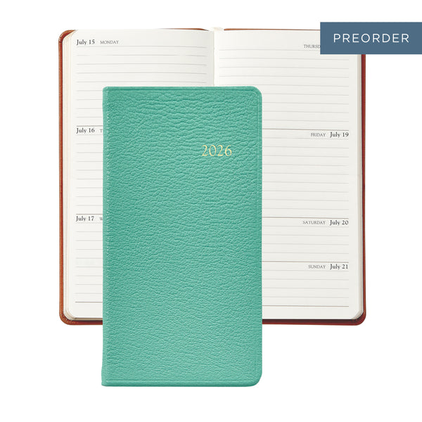 2026 Pocket Diary Robin's Egg Blue Goatskin Leather
