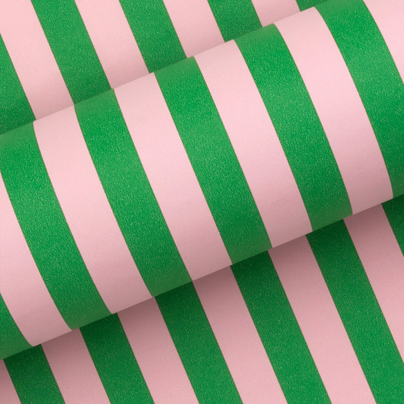 Wrapping Paper Roll - Stripe Pink & Emerald Green 10m