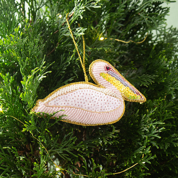 PELICAN SEQUIN CHRISTMAS TREE DECORATION