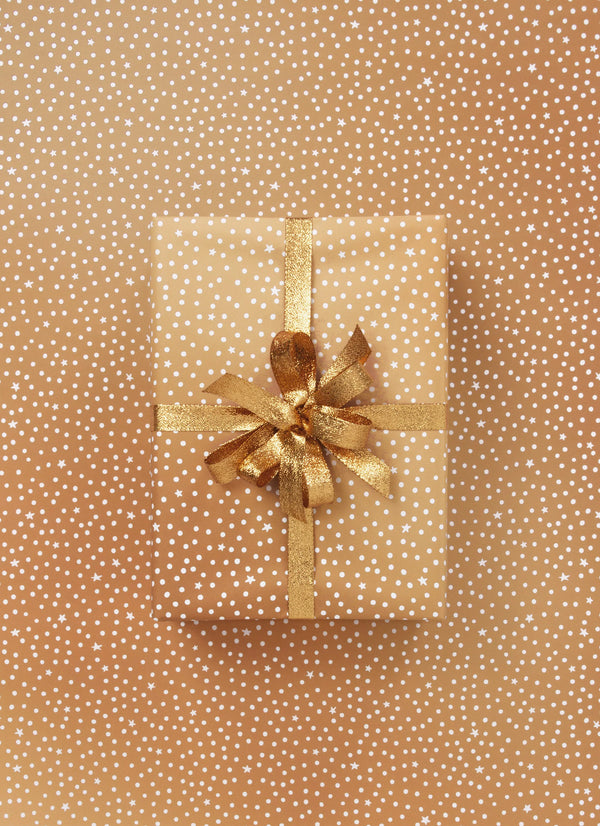Wrapping Paper Roll - Starry Night Gold & White 10m