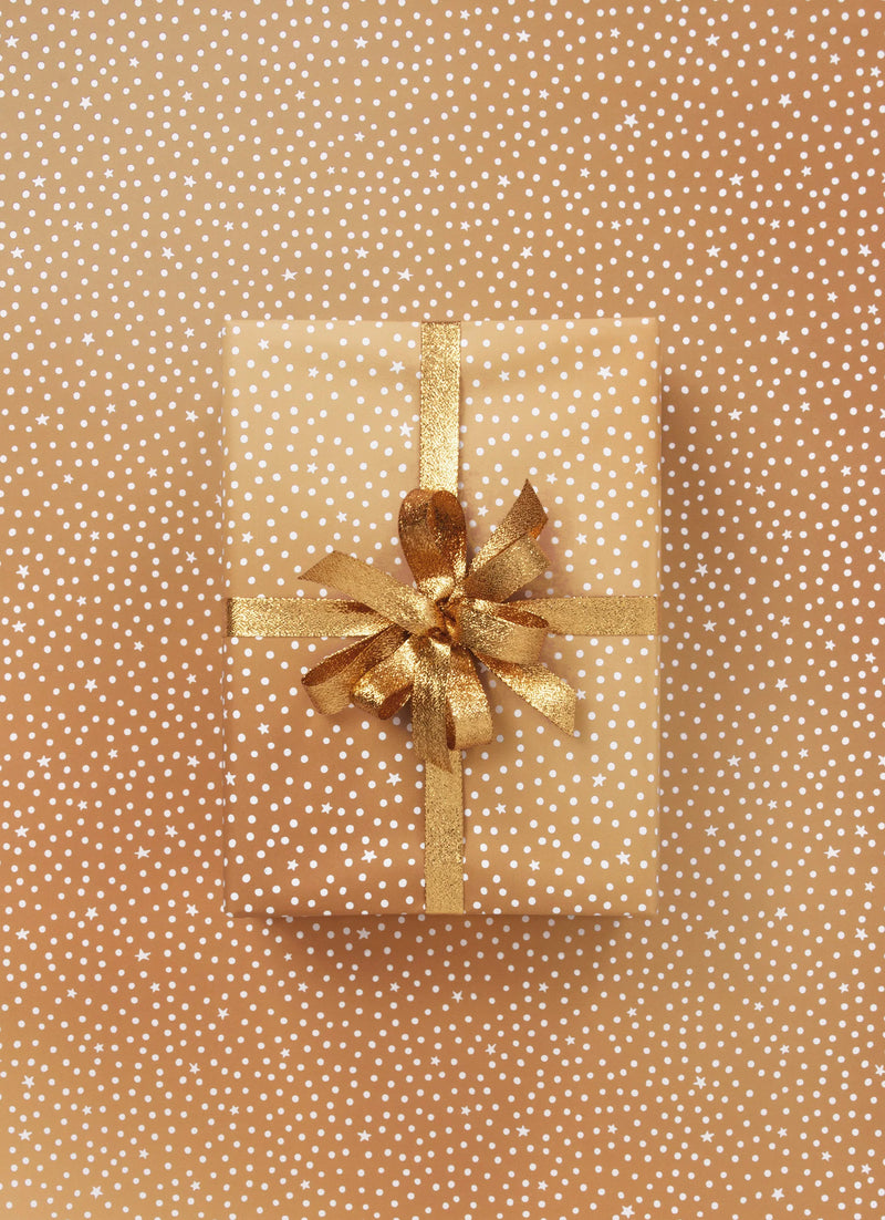 Wrapping Paper Roll - Starry Night Gold & White 10m