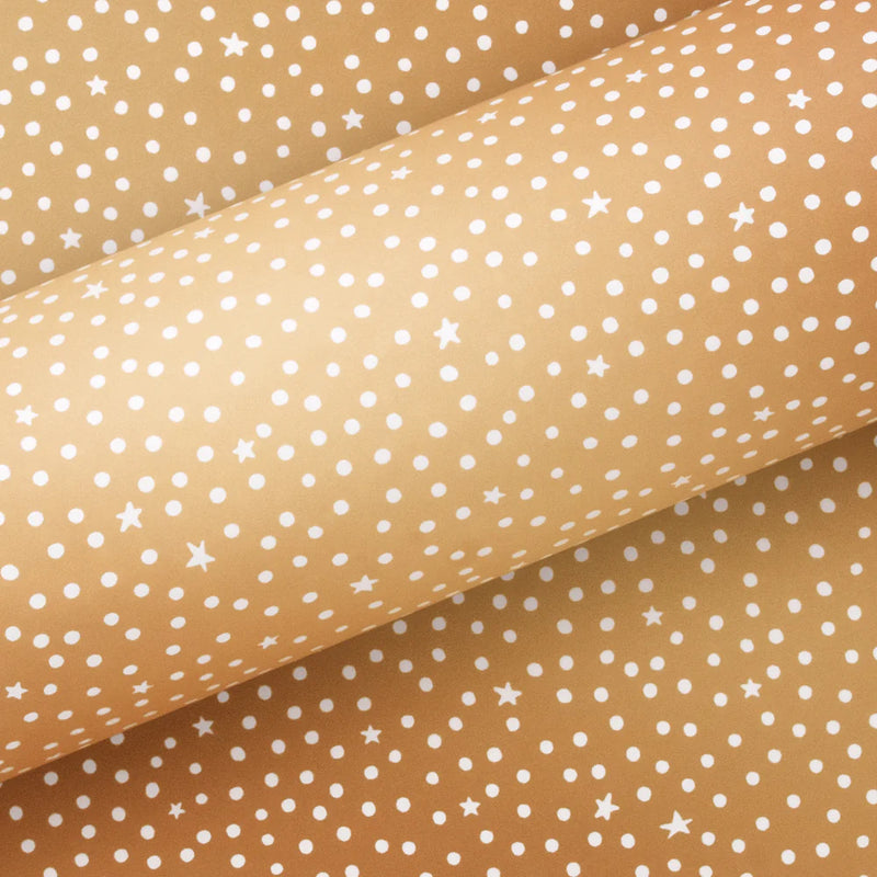 Wrapping Paper Roll - Starry Night Gold & White 10m