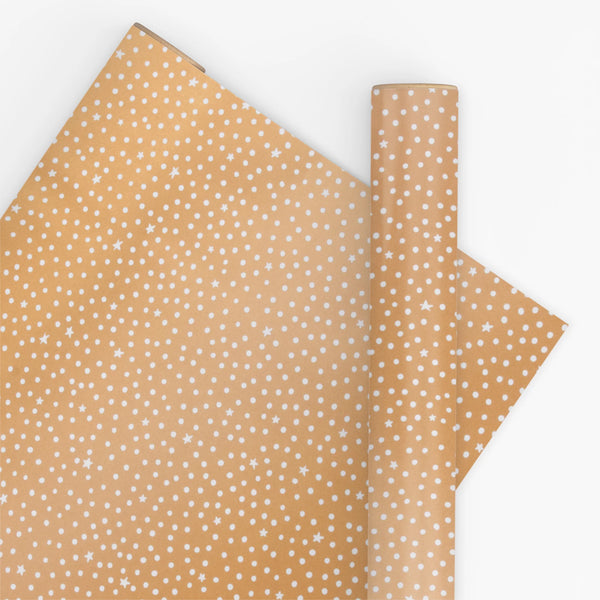 Wrapping Paper Roll - Starry Night Gold & White 10m