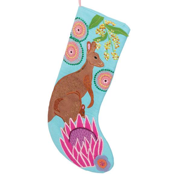 Kangarooo Australian Christmas Stocking Duck Egg Blue