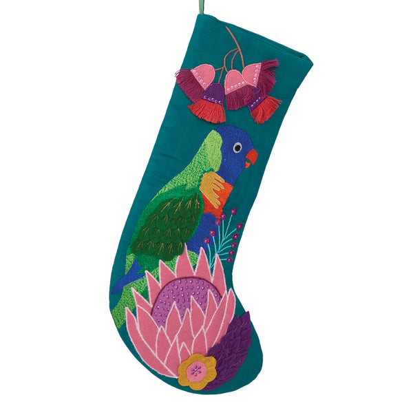 Lorikeet Australian Christmas Stocking Teal